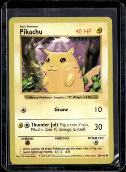 1999 Pokemon Shadowless Pikachu #58/102 - Image 1