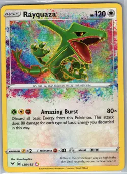 Rayquaza 138/185 SWSH04: Vivid Voltage - Pokemon Card - NM - Image 1