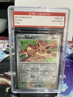EEVEE #166/197 FOIL Pokemon 2024 Card GRADED 10 MINT TCG CCG - Image 1