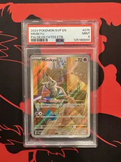 PSA 9 Mimikyu 075 Paldean Fates ETB Black Star Promo Cards Holo - Image 1