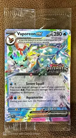 Vaporeon EX 023/131 Stamped Prismatic Evolutions Surprise Box Promo - SEALED - Image 1