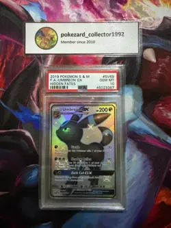 2019 Pokemon Hidden Fates SHINY UMBREON GX SV69/SV94 PSA 10 GEM MINT - Image 1
