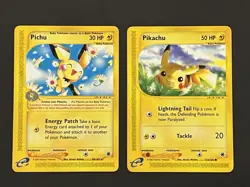 2002 Pokemon Expedition Pichu 58/165 & Pikachu 124/165 Lot Of 2 - Image 1