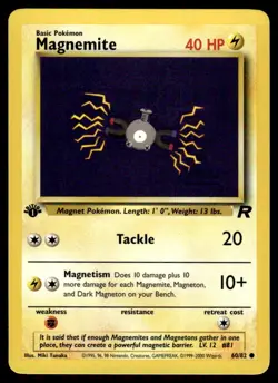 Pokemon TCG Team Rocket 1st Edition #60/82 Magnemite LP+ - Image 1