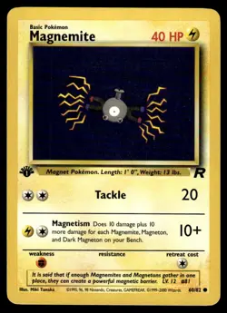 Pokemon TCG Team Rocket 1st Edition #60/82 Magnemite LP+ - Image 1