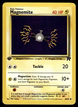 Pokemon TCG Team Rocket 1st Edition #60/82 Magnemite LP+ - Image 1