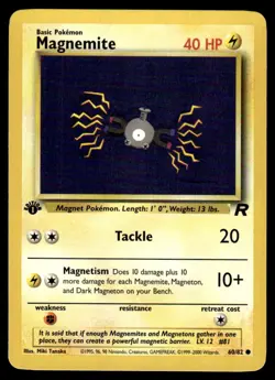 Pokemon TCG Team Rocket 1st Edition #60/82 Magnemite LP+ - Image 1
