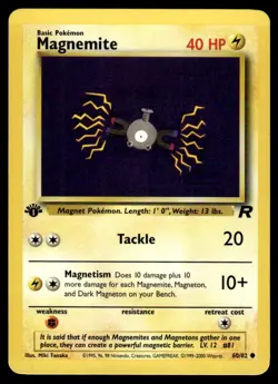 Pokemon TCG Team Rocket 1st Edition #60/82 Magnemite LP+ - Image 1