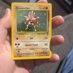 Hitmonchan 8/130 Holo Rare Pokemon 2000 Base Set 2 MP With SWIRL - Image 1