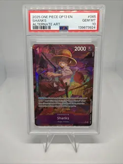 2025 ONE PIECE SHANKS OP13-CARRYING ON HIS WILL ALTERNATE ART #065 PSA 10 - Image 1