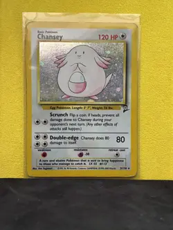 Pokemon Chansey 3/102 Base Set Unlimited Holo WOTC Vintage TCG Card 003/102 Rare - Image 1