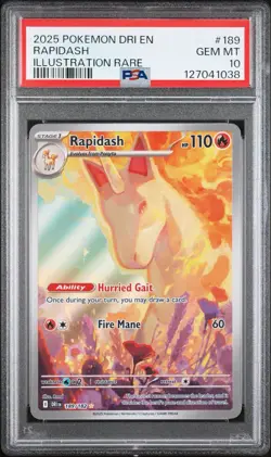 2025 POKEMON DRI EN-DESTINED RIVALS 189/182 RAPIDASH ILLUSTRATION RARE Psa 10 - Image 1