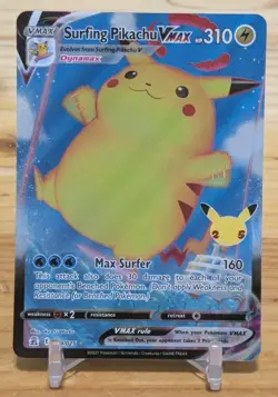 Surfing Pikachu VMAX 009/025 Pokemon TCG Celebrations Sword Shield Rare Card - Image 1