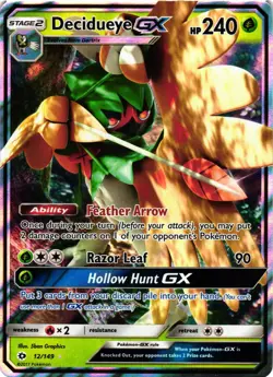 Pokemon TCG Sun & Moon Base Set 12/149 Decidueye GX LP - Image 1