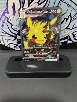 Pikachu Cosplay Tanjirou Demon Slayer Pokemon Custom Fan Art Card Holo Foil - Image 1