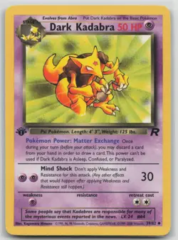 1st Edition Vintage Pokemon Card Dark Kadabra Uncommon Team Rocket 39/82 VLP - Image 1