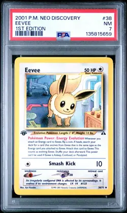 2001 POKEMON NEO DISCOVERY 1ST EDITION #38 EEVEE PSA 7 - Image 1