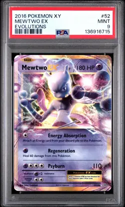 2016 POKEMON XY EVOLUTIONS #52 MEWTWO EX PSA 9 - Image 1