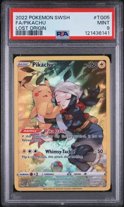 2022 Pokemon Lost Origin Pikachu Full Art Trainer Gallery TG05 PSA 9 Mint Sword - Image 1