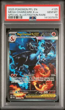 2025 POKEMON PFL EN-PHANTASMAL FLAMES #125 MEGA CHARIZARD X EX PSA 10 - Image 1