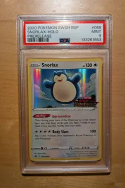 Pokemon PSA 9 Vivid Voltage Snorlax Prerelease Holo #068 Black Star Promo - Image 1