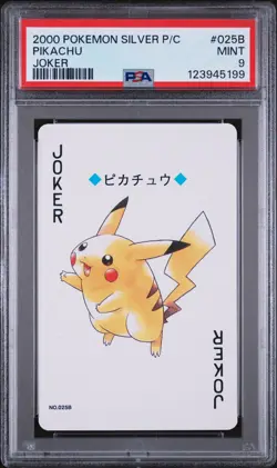 2000 POKEMON SILVER VERSION PLAYING CARDS JOKER #025B PIKACHU PSA 9 - Image 1