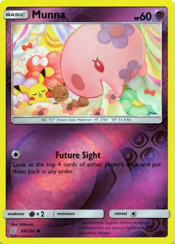 POKEMON Munna #88/236 Reverse Holo SM - Unified Minds NM - Image 1