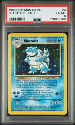 1999 POKEMON BASE SET UNLIMITED #2 BLASTOISE-HOLO PSA 6 - Image 1