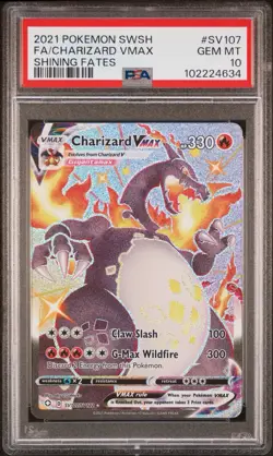 2021 Pokemon Shining Fates Charizard Vmax sv107 PSA 10 - Image 1