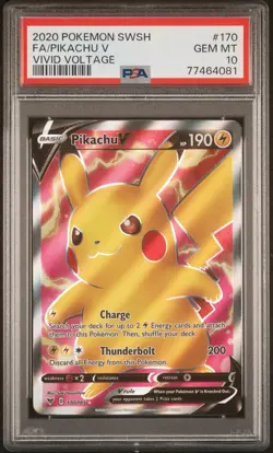 2020 Pokemon Vivid Voltage Pikachu V Full Art 170 PSA 10 - Image 1