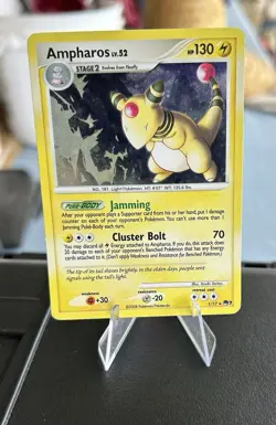 Pokemon TCG Ampharos Holo Rare Card 1/17 Pop Series 7 Promo, LP Condition - Image 1