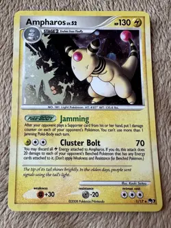 2008 Pokemon TCG POP Series 7 Ampharos Holo Rare 1/17 LP MP - Image 1
