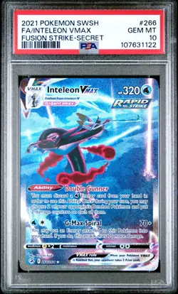 PSA 10 Inteleon VMAX 266/264 Fusion Strike Alt Art Secret Rare Pokemon SWSH - Image 1