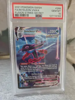 Pokemon TCG Inteleon VMAX 266/264 Fusion Strike Alternate Art Secret PSA 10 - Image 1