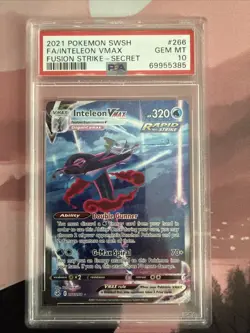Pokemon TCG Inteleon VMAX 266/264 Fusion Strike Alternate Art Secret PSA 10 - Image 1