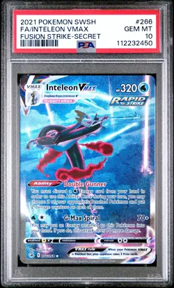 Pokemon TCG Inteleon VMAX 266/264 Fusion Strike Alternate Art Secret PSA 10 - Image 1