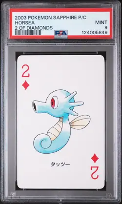 2003 POKEMON SAPPHIRE VERSION PLAYING CARDS 2 OF DIAMONDS HORSEA PSA 9 - Image 1