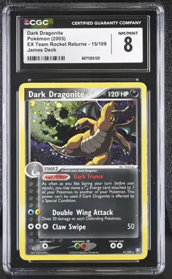 CGC 8 Dark Dragonite 2005 EX Team Rocket Returns 15/109 Holo Pokemon Card - Image 1