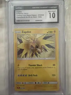 CGC 10 Gem Mint Zapdos Holo 012/034 Trading Card Game Classic CLC Pokemon Card - Image 1