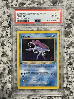 2001 Suicune Neo Revelation 1st Edition Non-Holo Card 27/64 PSA 8 - Image 1