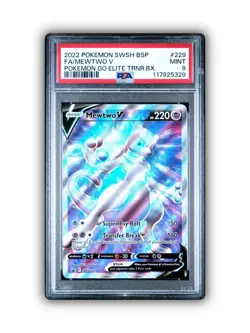 2022 SWSH Black Star Promo Pokemon Go ETB 229 Full Art Mewtwo V PSA 9! - Image 1
