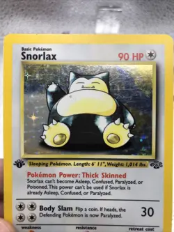 Pokemon Snorlax Jungle 1st Edition Holo Rare 90 HP English Card 11/64 1999 - Image 2