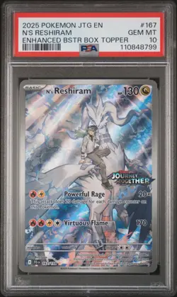 2025 POKEMON JTG EN-JOURNEY TOGETHER #167 N'S RESHIRAM PSA 10 - Image 1