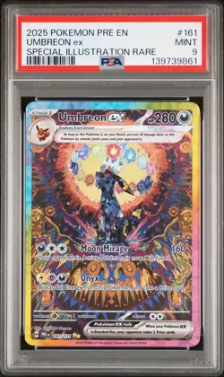 2025 POKEMON PRISMATIC EVOLUTIONS SPECIAL ILLUSTRATION RARE UMBREON EX PSA 9 - Image 1