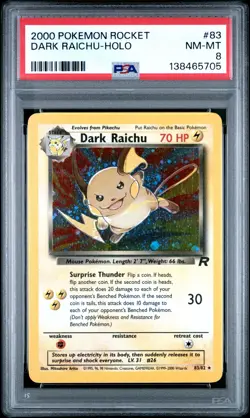 2000 POKEMON ROCKET #83 DARK RAICHU-HOLO PSA 8 - Image 1