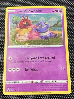 Galarian Slowpoke SWSH126 HD Galaxy & Normal Swirl Pokemon Black Star Promo LP+ - Image 1