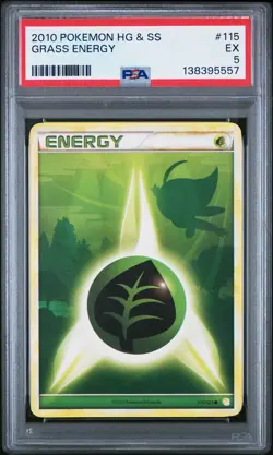 2010 POKEMON HEARTGOLD & SOULSILVER #115 GRASS ENERGY PSA 5 - Image 1