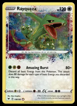 Rayquaza - 138/185 - Amazing Rare - Vivid Voltage - Pokemon Card - NM/M - Image 1