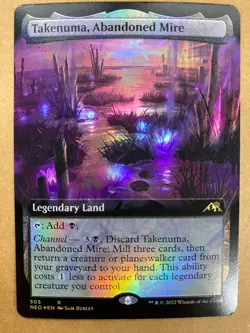 MTG 1x EXTENDED ART FOIL Takenuma, Abandoned Mire 505 Kamigawa Neon Magic x1 NM - Image 1