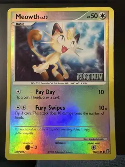 Pokemon TCG Meowth 106/146 Reverse Holo Burger King Promo Platinum - Image 1